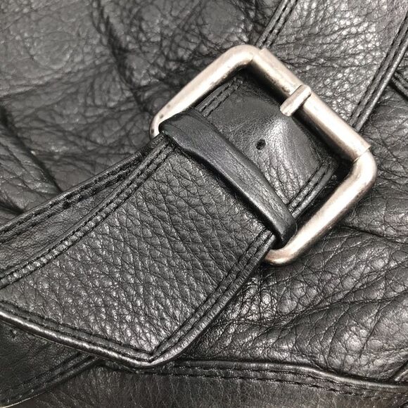 Gentle Souls BUCKLE UP Black Leather Buckle Side Zip Up Calf High Moto Boots - Picture 13 of 16